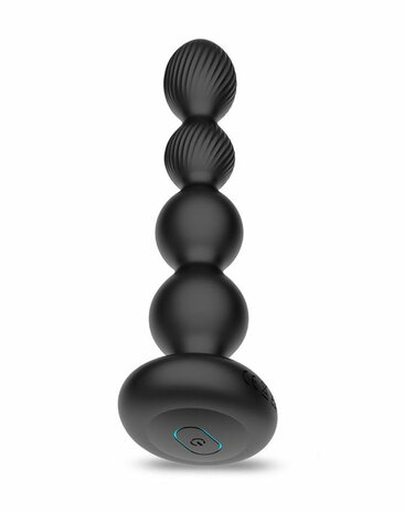 IY Mouve - Roterende en Vibrerende Geribbelde Buttplug met Afstandsbediening - 2 motoren - Zwart