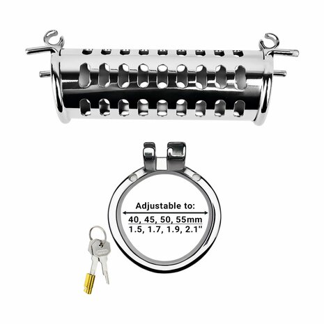 Kiotos - Twin Cock Cage - Dubbele Kuisheidskooi - RVS