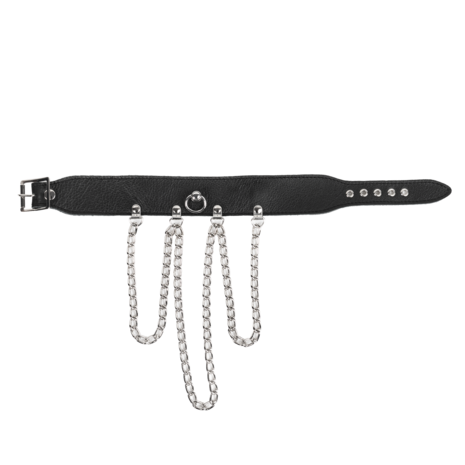 Rimba - Collar met Kettingen - Zwart & Zilver - Maat S/M