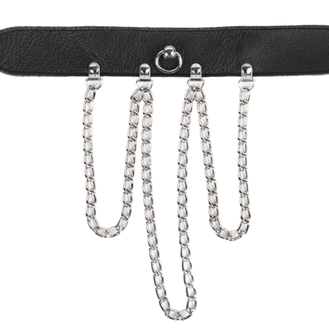 Rimba - Collar met Kettingen - Zwart & Zilver - Maat S/M