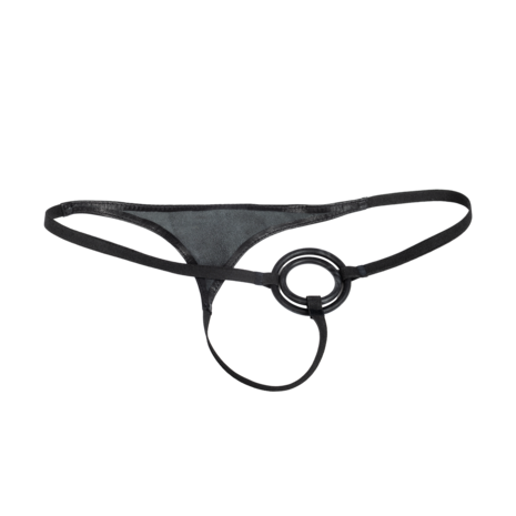 Rimba - Lederen Herenstring met Cockringen - Zwart
