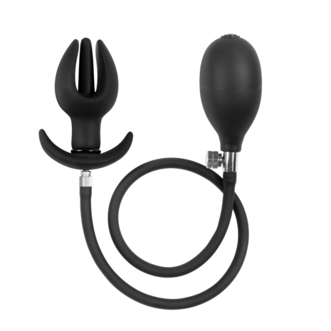 Rimba - Lederen Kuisheidsslip voor Mannen met Opblaasbare Anale Plug - Zwart