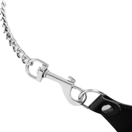 Rimba - Lederen string met afneembare kettingen - Zwart & Zilver