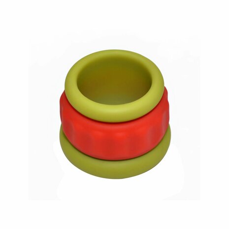 Kiotos - 2 in 1 Siliconen Cockring & Ball Stretcher - Rood/Groen