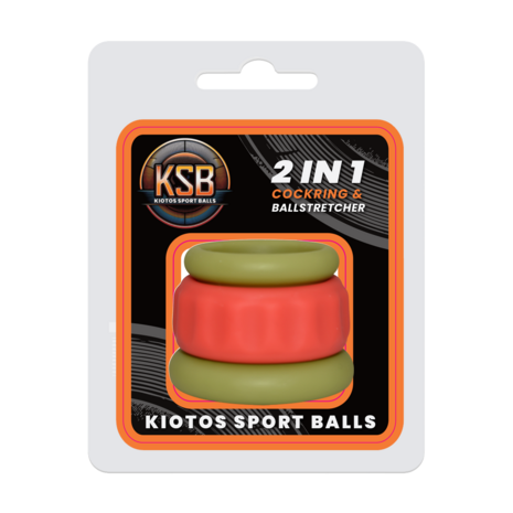 Kiotos - 2 in 1 Siliconen Cockring & Ball Stretcher - Rood/Groen