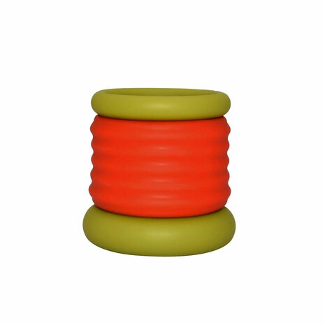 Kiotos - 2 in 1 Siliconen Cockring & Ball Stretcher - Extra Hoog - Rood/Groen