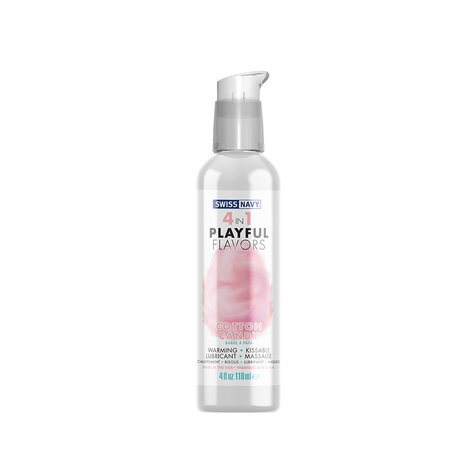 Swiss Navy - 4 in 1 Playful Flavors - Likbaar en Verwarmend Glijmiddel en Massage - Cotton Candy - 118 ml