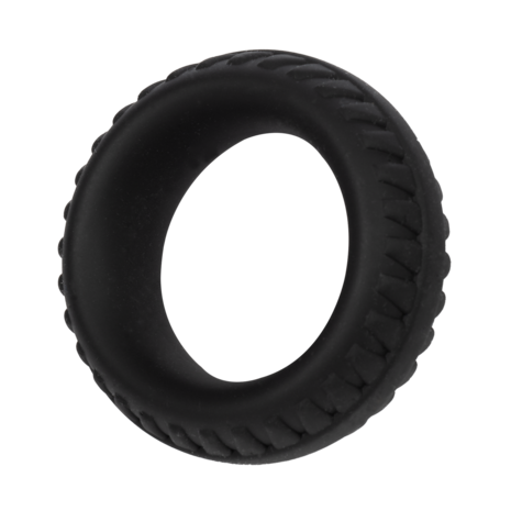 Rimba Bondage Play - Siliconen Cockring met Bandenmotief - Zwart - Diameter 25 mm