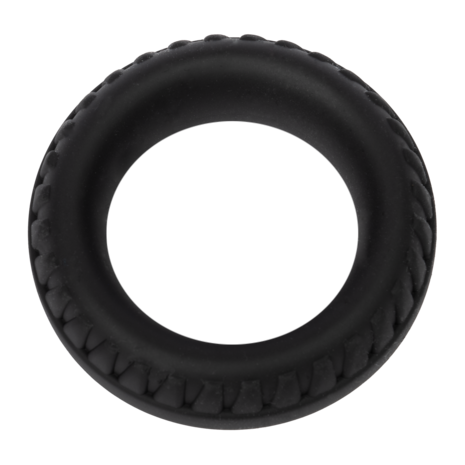 Rimba Bondage Play - Siliconen Cockring met Bandenmotief - Zwart - Diameter 30 mm