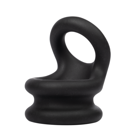 Rimba Bondage Play – Siliconen Cockring & Ballstretcher 2 in 1 - Zwart - Maat M