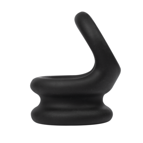 Rimba Bondage Play – Siliconen Cockring & Ballstretcher 2 in 1 - Zwart - Maat L