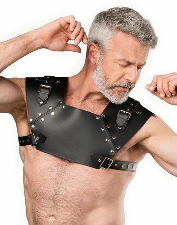 Rimba - Lederen Gladiator Borstharnas - Zwart