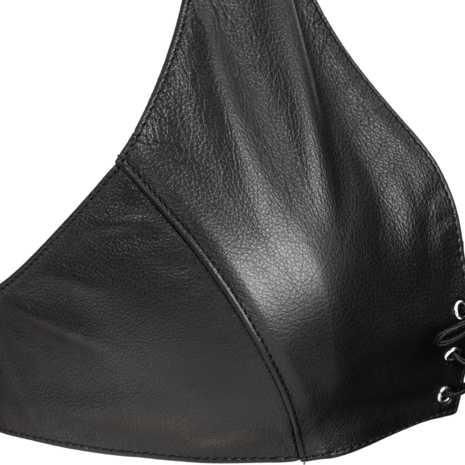 Rimba - Lederen Bustier met Vetersluiting - Zwart - Maat S