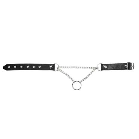 Rimba - Lederen Wurghalsband met O-ring - Zwart/Zilver