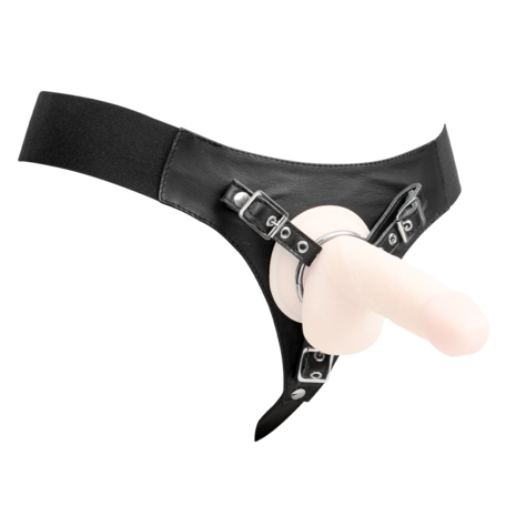 Rimba- Verstelbaar Lederen Strap-On Harnas - Zwart - Maat L/XL