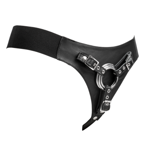 Rimba- Verstelbaar Lederen Strap-On Harnas - Zwart - Maat S/M