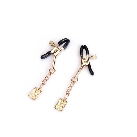 Liebe Seele - Luxe Tepelklemmen met Gestileerde Japanse Bloem Hangertjes - Goud