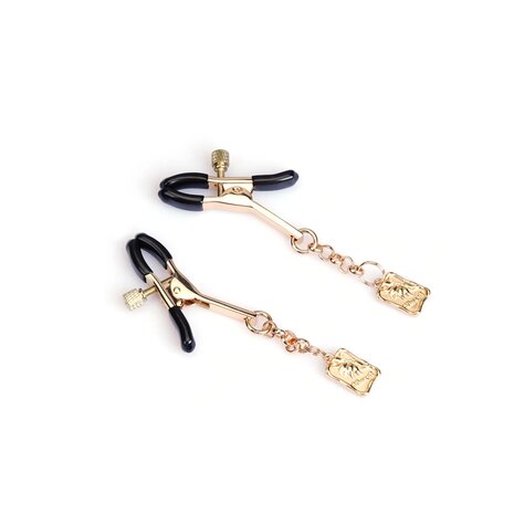 Liebe Seele - Luxe Tepelklemmen met Gestileerde Japanse Bloem Hangertjes - Goud