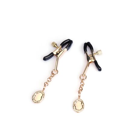 Liebe Seele - Luxe Tepelklemmen met Medaillon Hangertjes - Goud