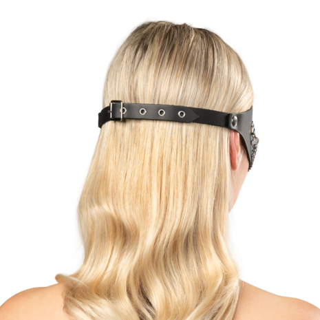 Rimba - Lederen Masker met Kettingdecoratie - Zwart & Zilver