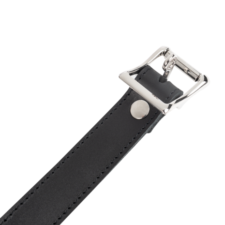 Rimba - Lederen Halsband met Hangslotsluiting - Zwart