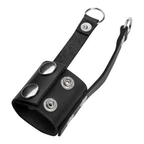 Rimba - Lederen ballstretcher met Riempjes voor Gewichten of Leiband - Zwart