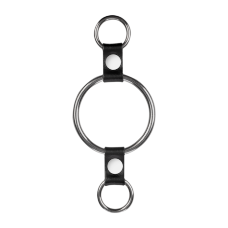 Rimba - Penisring met bevestigingsringen - Zilver & Zwart