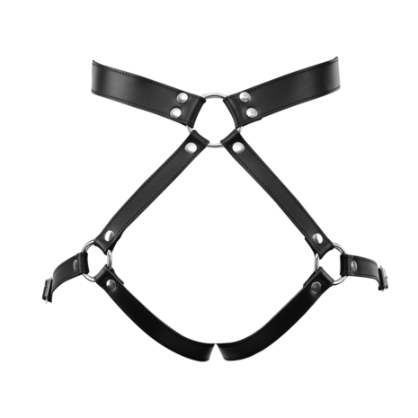 Rimba - Luxe Lederen Bondageharnas met Boeien - Zwart