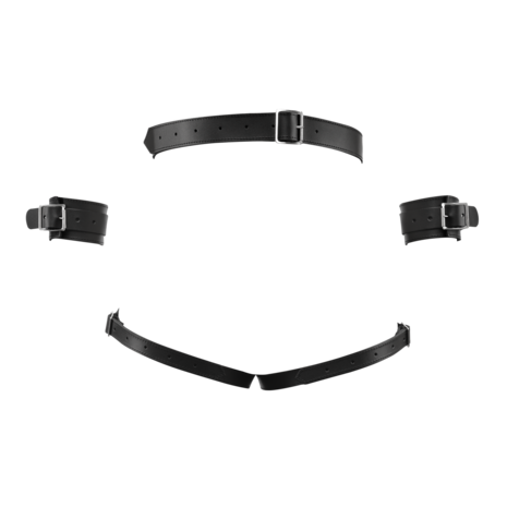 Rimba - Luxe Lederen Bondageharnas met Boeien - Zwart