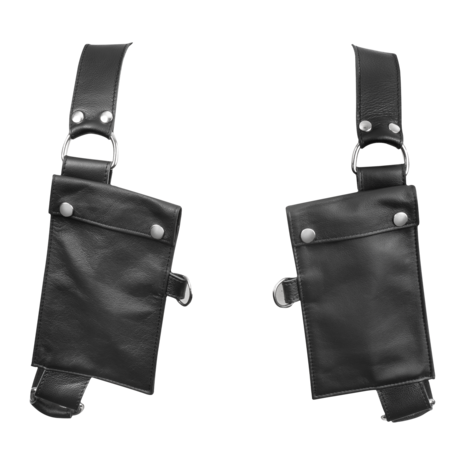 Rimba - Luxe Lederen Borstharnas met Zakken - Zwart