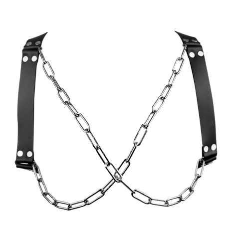 Rimba - Lederen Borstharnas met Kettingen - Zwart/Zilver