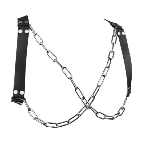 Rimba - Lederen Borstharnas met Kettingen - Zwart/Zilver