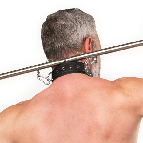 Rimba - Verstelbare Spreidstang met Halsband en Handboeien - Zwart/Zilver