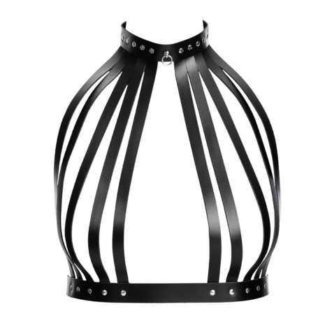 Rimba - Lederen Borstharnas met Halsband - Zwart