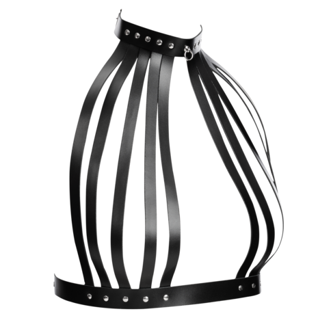 Rimba - Lederen Borstharnas met Halsband - Zwart