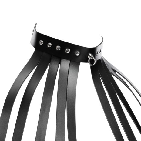 Rimba - Lederen Borstharnas met Halsband - Zwart