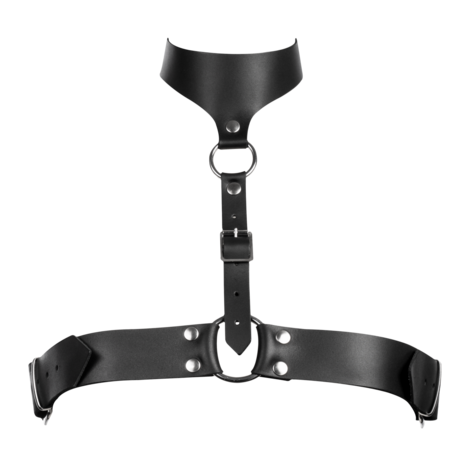 Rimba - Lederen Borstharnas met Halsband - Zwart