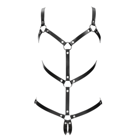 Rimba Bondage Play - Lederen Body Harnas - Zwart