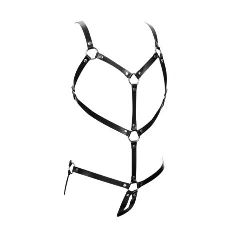 Rimba Bondage Play - Lederen Body Harnas - Zwart