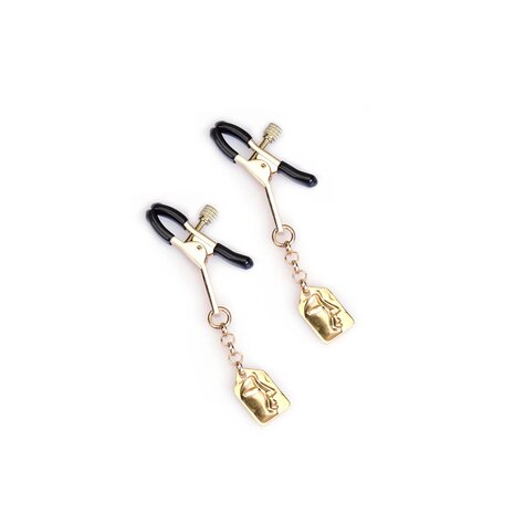 Liebe Seele - Luxe Tepelklemmen met Masker Hangertjes - Goud