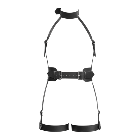 Rimba - Lederen Full Body Bondage Harnas - Zwart