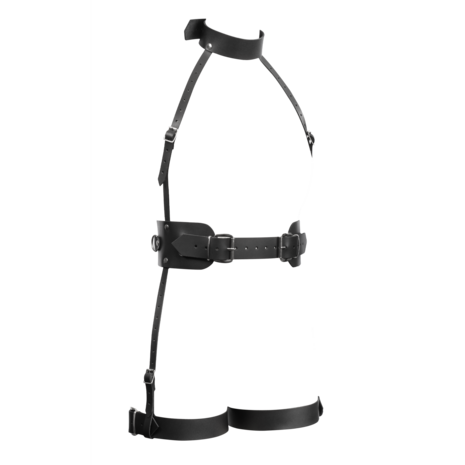 Rimba - Lederen Full Body Bondage Harnas - Zwart