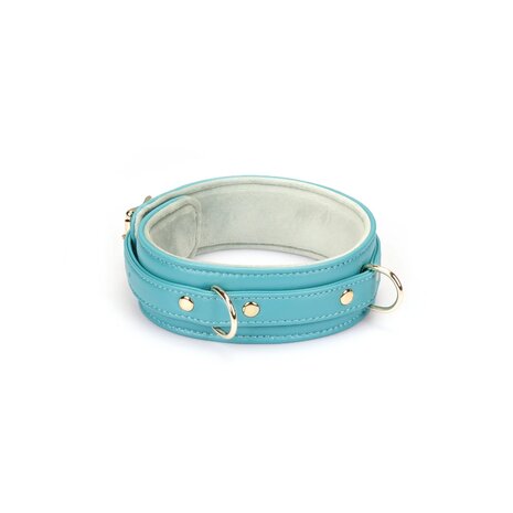 Liebe Seele - Siren's Cove - Lamslederen Collar met Leiband - Lichtblauw - Gouden Hardware