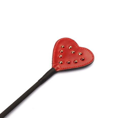 Liebe Seele - Gemstone Crop - Lederen Paardrijzweep met Ingelegde Strass Steentjes - Rood