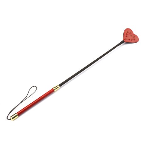 Liebe Seele - Gemstone Crop - Lederen Paardrijzweep met Ingelegde Strass Steentjes - Rood