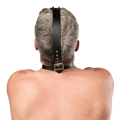 Rimba - Lederen Hoofdharnas met Collar en Neushaak - Zwart