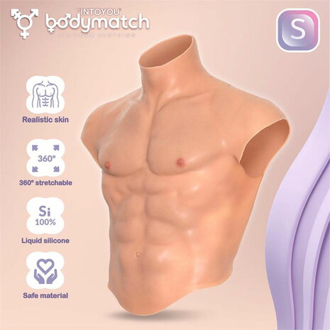 Bodymatch - Boomax - Hyperrealistisch Siliconen Mannelijk Bovenlichaam - Lichte Huidskleur - Maat S