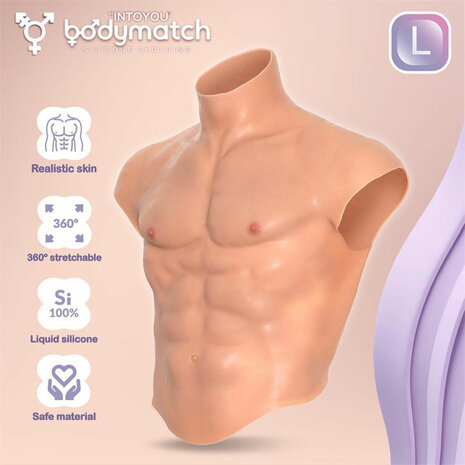 Bodymatch - Boomax - Hyperrealistisch Siliconen Mannelijk Bovenlichaam - Lichte Huidskleur - Maat L