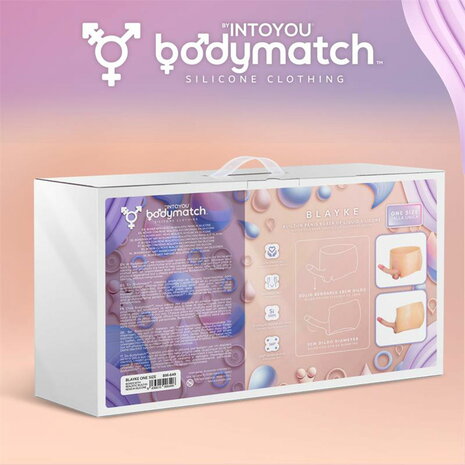 Bodymatch - Blayke - Bodysuit met Ge&iuml;ntegreerde Siliconen Penis - One Size - Lichte Huidskleur