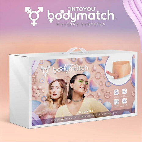 Bodymatch - Blayke - Bodysuit met Ge&iuml;ntegreerde Siliconen Penis - One Size - Lichte Huidskleur